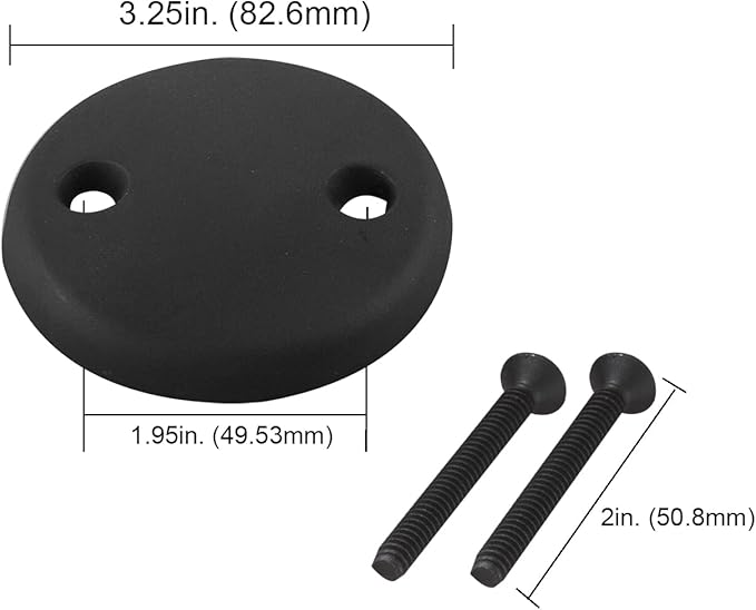 Dual Hole Bathtub Drain Overflow Plate with Two Matching Screws, Easy to Install, Matte Black