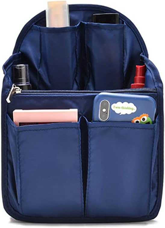 HOYOFO Mini Backpack Organizer Insert Small Bag Divider for Rucksack Purse Lightweight Nylon Shoulder Bag Organizer Insert, Navy Blue