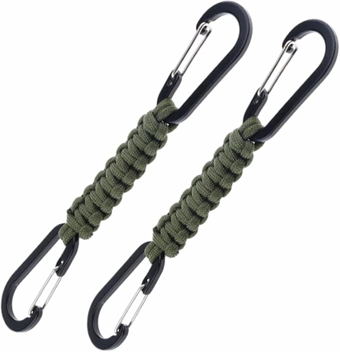Paracord Keychain Carabiner with Double Hooks Hanger Stroller Hook for Camping Hiking Clip Water Bottle Keys Backpack Tools