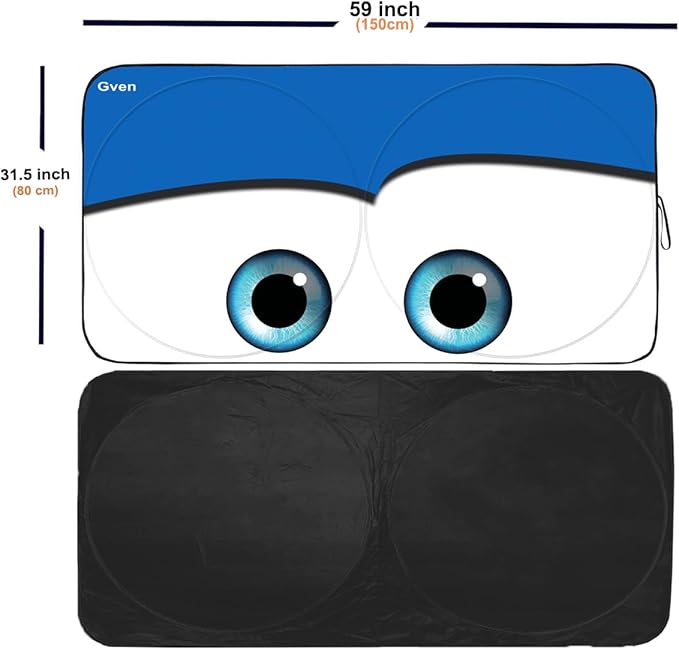 Gven Windshield Sun Shade for Car Front Window Sunshades Windshield Cover Automotive Interior Sun Protector Accessories for Compact& Midsize Sedan,Compact& Subcompact SUV,Small Pickup,Wagon (Blue, S)