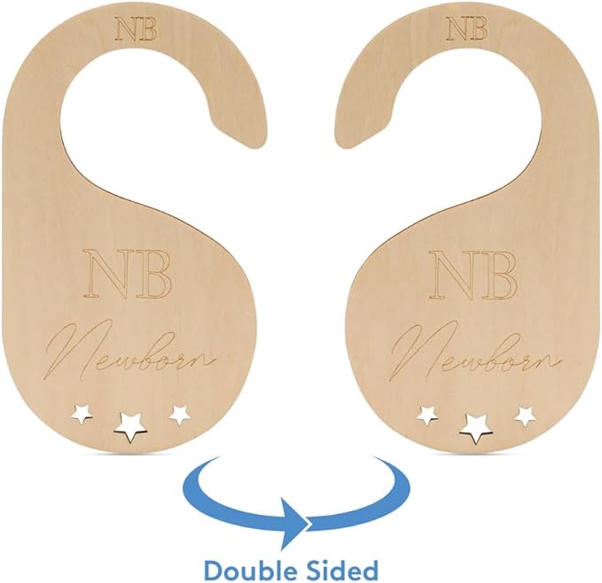 Baby Closet Dividers, Set of 7 Baby Clothes Organizer, Double Sided Wooden Baby Closet Organizer for Nursery, Size Newborn to Toddler, Baby Clothes Dividers for Closet Hanging on Standard Rod