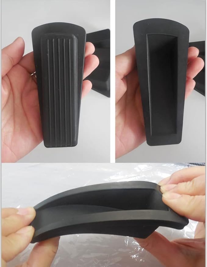 Door Stop, Door Stopper, Door Wedge, 6 Pack Rubber Door Stopper, Rubber Door Stops for Bottom of Door, Works on All Floor Types (Black Grey)