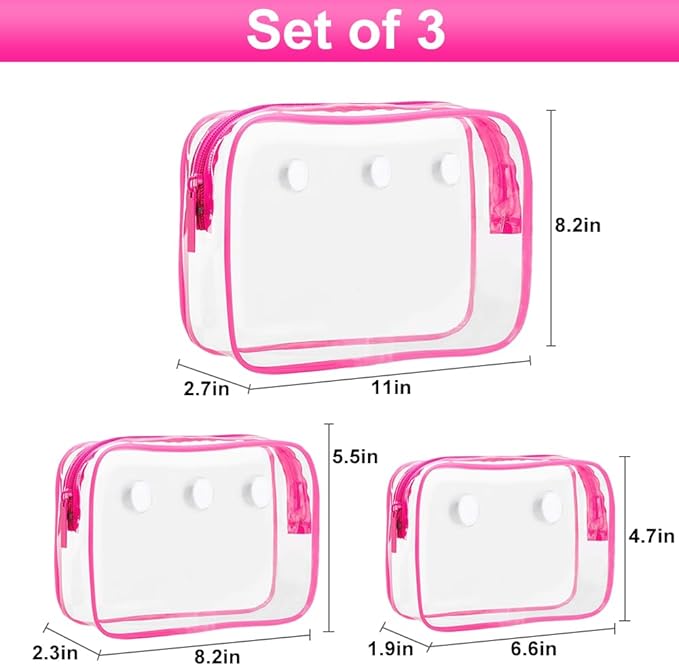 3 Packs Clear Bogg Beach Tote Bag with 2 Pack Insert Hooks Accessories for Bogg Bags Travel Makeup Clean Toiletry Brush Organizer Cosmetic Divider Storage Inner Pouch