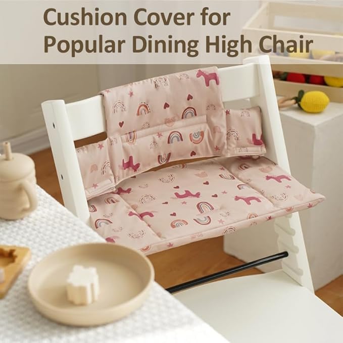Baby Cushion Set Soft and Comfort High Chair Cushion for Infant, Toddler High Chair Accessories Easy to Clean and Install, DJ Pink