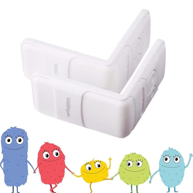 Toddleroo by North States - Corner Drawer Locks for Baby Proofing: Child Proof Drawer Locks - 2 Pack - White