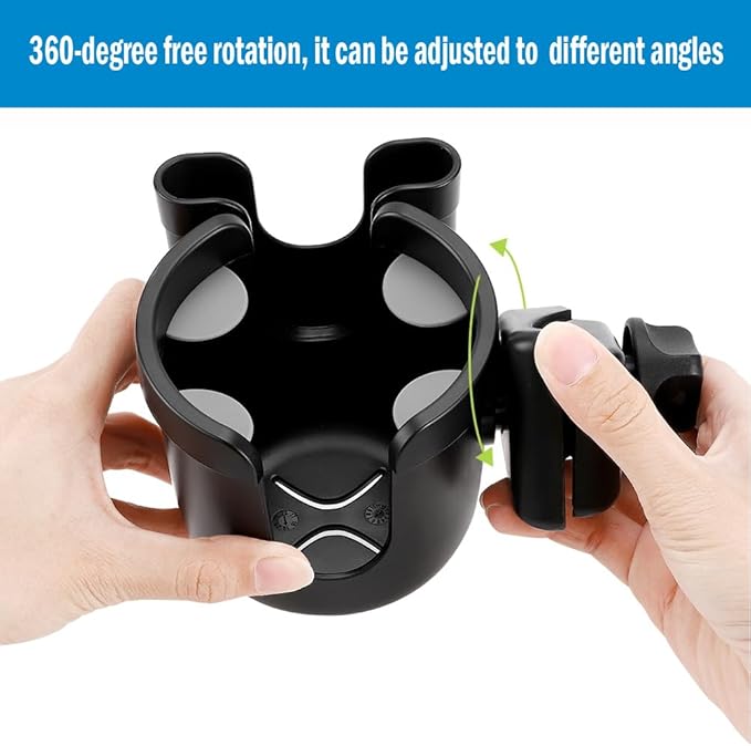 Accmor 2-in-1 Universal Cup Holder with Phone Holder, Stroller Cup Holders, Drinks Bottle Cage for Strollers, Wheelchairs, Walkers, Bicycles, Scooters ﻿