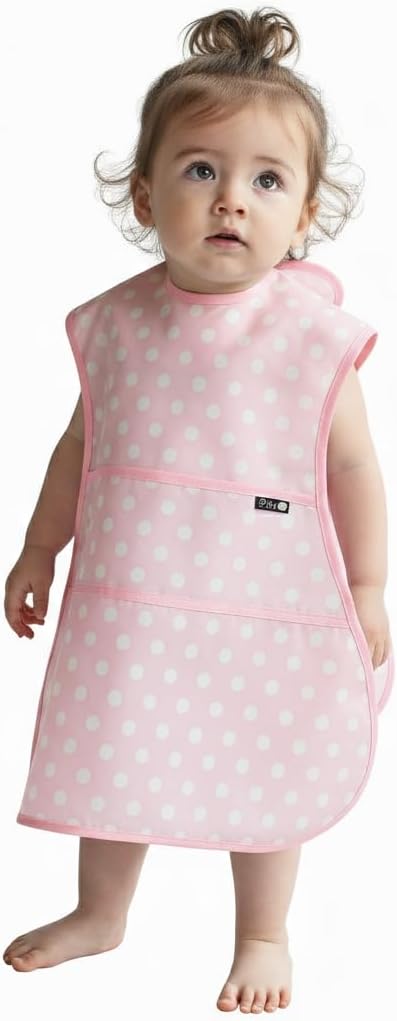 Plie Full Coverage Waterproof Feeding Bib for Toddlers – Extra Long Apron Bib for Mealtime, Self-Feeding, High Chairn