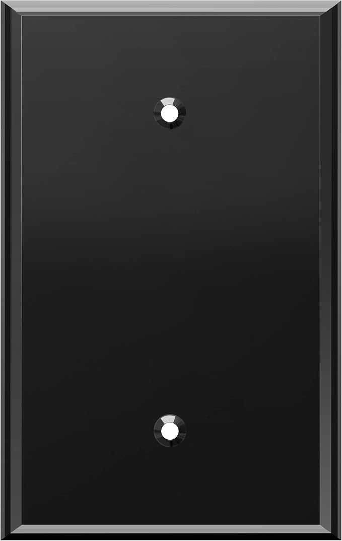 LIDER Reflective Acrylic Blank Device Wall Plate, Mirrored Cover Plate, Plexiglass Wall Plate, Acrylic Glass, Oversized 1-Gang 5.25" x 3.44", LWP-01O-ABK, Black