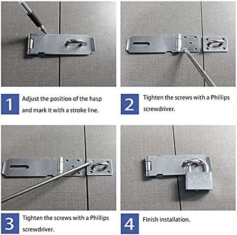 Door Hasp Padlock Latch, 4 Inch Stainless Steel Safety Clasp Hasp Lock Latch, Extra Thick Door Gate Lock Hasp with Screws, Polished Finish 2 Pack