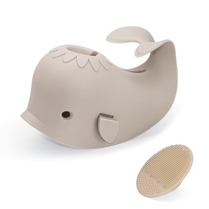Bath Faucet Cover for Kids，Bath Spout Cover for Baby are Suitable for Most Bathtub Faucet,spout Cover Bathroom Tub Adds Fun to Your Baby in The Shower.（Beige+Brush）