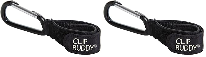 Dreambaby Clip Buddy Stroller Hook Carabiner - Bag Holder - Black- Model L271 (Pack of 2)