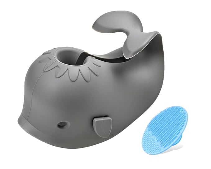 Mandoo Faucet Cover Bathtub Baby, Bath Spout Cover for Baby, Bath Faucet Cover for Kids, Tub Spout Cover Bathtub Faucet Cover Kids Safety, Protection Baby Universal Bath Silicone Toys Whale Grey