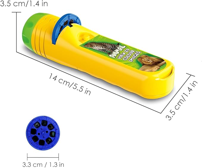 Pup Go Animal Projector Flashlight for Kids Ages 3+, 3 Discs 24 Images, Safari Animal Toys for Boys & Girls, Kid Wildlife Animals Night Light Projectort, Learning Animals Gifts for Toddler Children