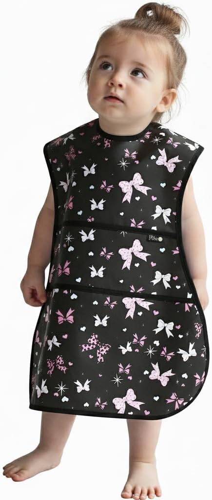 Plie Full Coverage Waterproof Feeding Bib for Toddlers – Extra Long Apron Bib for Mealtime, Self-Feeding, High Chairn