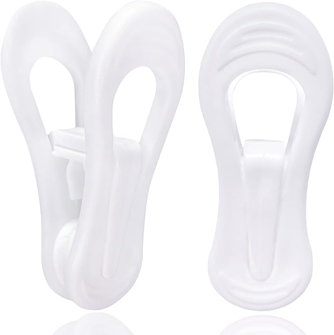 TOFIIGREM White Hanger Clips 50 Pack, Multi-Purpose Plastic Hangers Clips Perfect for Plastic Clothes Hangers, Clothes Pins Finger Clip for Skirt Pants Hangers