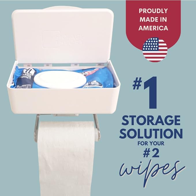 Bathroom Wipes Holder Dispenser with Shelf – Restroom Organizer & Wipe Holder for Bathroom – Tool Free Wall Mounted Baby Wipe Holder by Storage Theory – Gray, 1 Pack