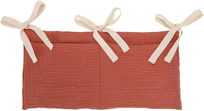 Baby Crib Pocket with Straps Hanging Baby Diaper Caddy Organizer, Diaper Stacker Classified Storage Bag Organizer for Nursery Diapers Wipes Baby Essentials (Red)