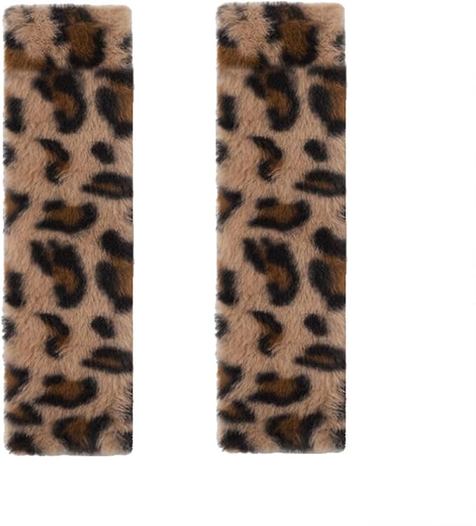 2 Pack Seat Belt Cover Pad, Cute Plush Leopard Print Seatbelt Covers Seatbelt Shoulder for More Comfortable Driving, Plush Fluffy Soft Seat Belt Cover, Car Interior Accessories