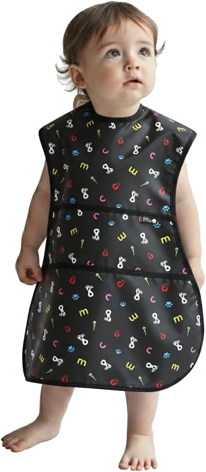 Plie Full Coverage Waterproof Feeding Bib for Toddlers – Extra Long Apron Bib for Mealtime, Self-Feeding, High Chairn