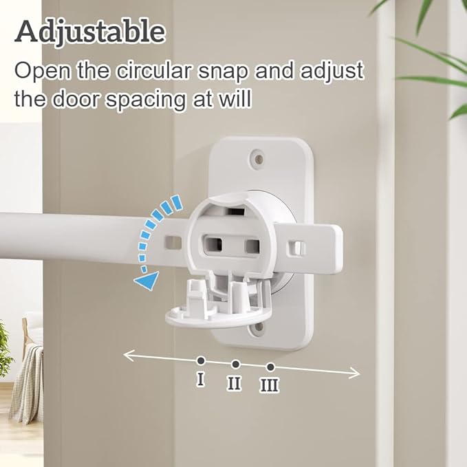 EUDEMON 1 Pack Child Proof Door Finger Pinch Guard, Baby Door Stopper& Door Latch, Adjustable Door Lever Handle for Pets, Great Door Lock for Dogs, Easy Cats Entry(White)