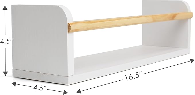 Decorative Nursery Bookshelves for Kids - Set of 3 Easy to Install Floating Shelves for Wall Mount - Beautiful Hanging Organizer Furniture for Your Baby Boy or Girl's Bedroom and Play Room Decor