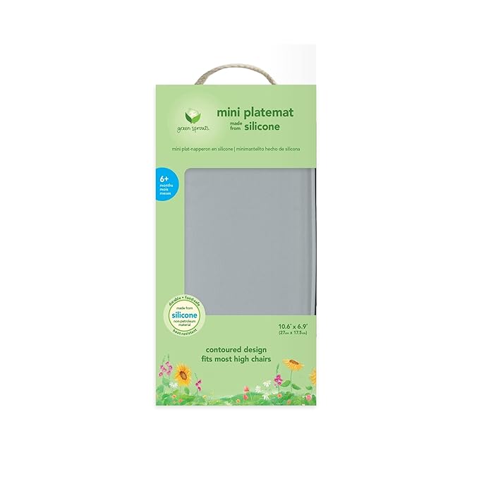 Green Sprouts Mini Platemat | Silicone Helps Avoid Harmful Chemicals | Contoured Design fits Most high Chairs, Helps Toddler Develop Independent Eating Skills, Heat-Resistant, Dishwasher Safe