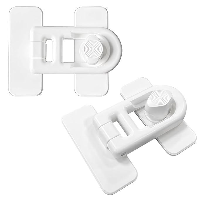 Child Safety Locks (2 Pack) – No-Tool Install, Baby Proof Locks for Cabinets, Drawers, Fridge – Strong Adhesive, Hard to Break by Toddlers, Safety Material – Universal Fit for Wood, Metal