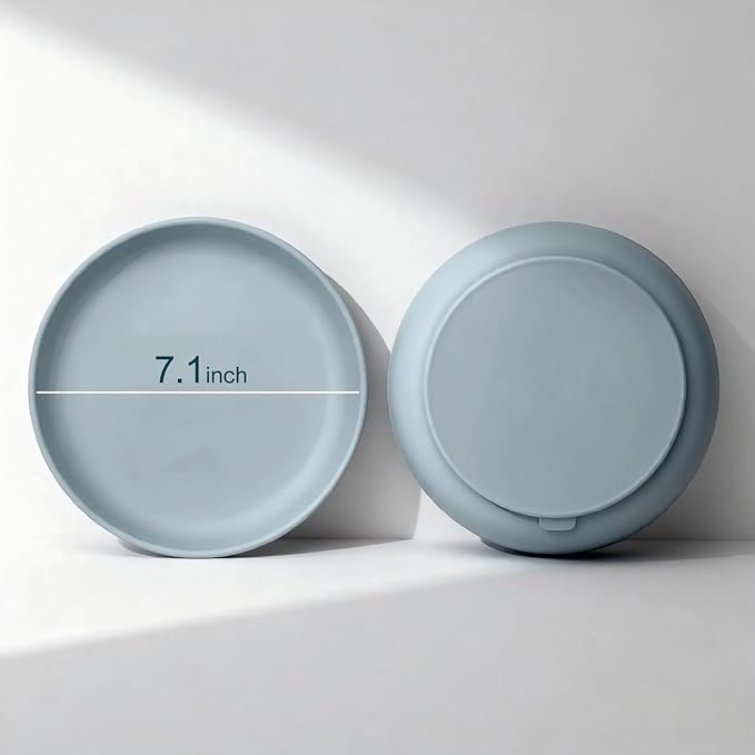 Classic Toddler Plates with Suction 2 Pcs, BPA Free Silicone Baby Suction Plates, Stick Dinner Dishes for Baby Toddler Kids, Dishwasher Safe, Stackable
