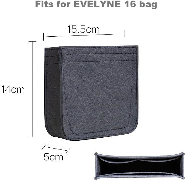 SMART DK Purse Insert Organizer for Evelyne 16 Bags,Premium Purse Felt Insert (Gray, For Evelyne 16)