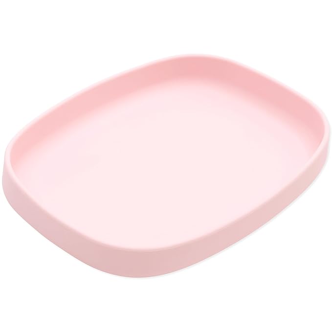 Bumkins Toddler and Baby Suction Plate, Silicone Grip Dish Large Tray for Big Kids, Fits Most Highchairs, Essential Children Feeding Supplies, Non Skid Sticky Bottom, Platinum Silicone, Pink