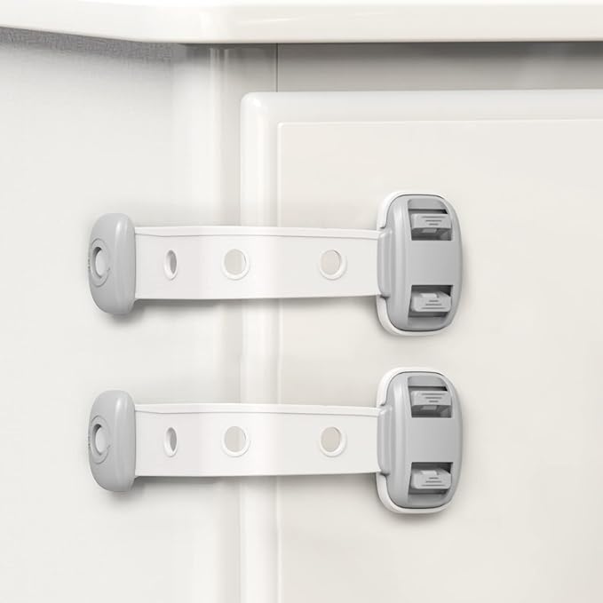 Baby Proofing Child Safety Locks(3 PCS) - Cabinet Locks for Babies,3M Adhesive Cabinet Latches, Multi-Purpose for Fridge Drawers,Ovens Toilet Seats,Trash Can, No Drilling (3 Count)