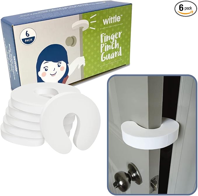 Wittle Door Pinch Guard - 6pk. Baby Proof Door Stopper with Soft & Durable Foam - Keeps Doors from Slamming, Prevents Finger Pinch Injuries, and Child or Pet from Getting Locked in Room