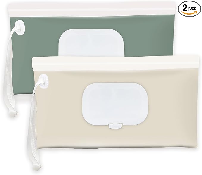 Baby wipes dispenser，portable baby wipes holder for outdoor, Refillable baby wipes container, on the go wet wipe pouch for travel, resuable wipes dispenser for hiking (green)