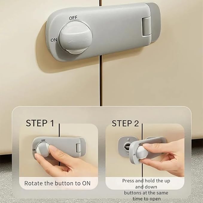 Baby Safety Cabinet Locks 4Pack – Multi-Use Child Proof Latch for Fridge, Oven, Drawer & Bathroom Cupboards, Strong 3M Stick-On Design, No Screws Kitchen Safety Locks (White)