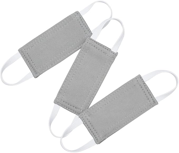 PONY DANCE Baby Door Latch Cover Closer - Nursery Door Silencer with Strong Elastic Straps, Thick Solid Cushion for Noise Reduction, Prevents Slamming, 3 Pieces, 4W x 2L Inches, Silver Grey