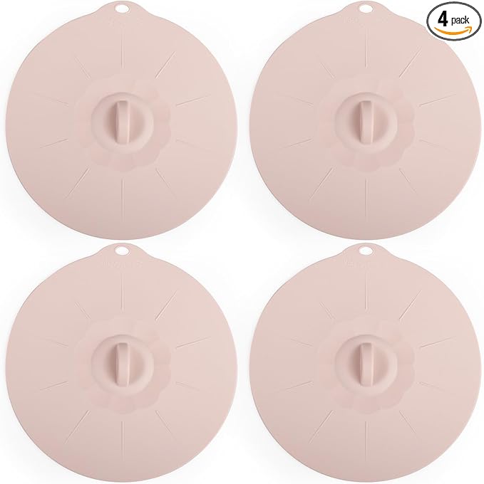 4 Pack 7.8" Silicone Lids for Cups Bowls Plates Pans, Microwave Splatter Cover, Kitchen Containers Lids Cover for Food Storage, Medium