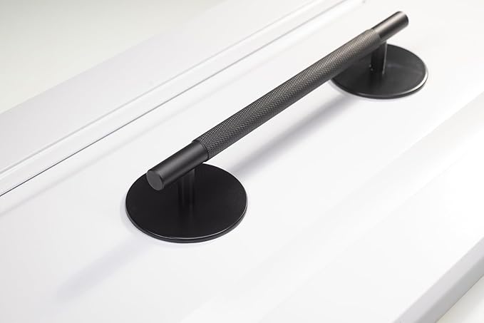 trust4care 4-Pack Matte Black Thick Backplate for Cabinet Knobs, 2-1/3" Round Rosette Plate for Bifold Closet Doors, Large Escutcheon Back Plates Washers Sheets for Door Pulls & Handles