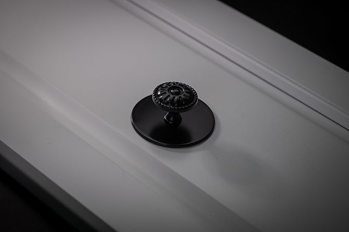 trust4care 4-Pack Matte Black Thick Backplate for Cabinet Knobs, 2-1/3" Round Rosette Plate for Bifold Closet Doors, Large Escutcheon Back Plates Washers Sheets for Door Pulls & Handles