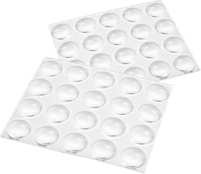 Slipstick Premium Cabinet Door Bumpers 1/2” Round Clear Adhesive Pads, Cabinet Stoppers, Rubber Bumpers for Drawers, Cupboards, Cutting Boards, Glass Tops, Picture Frames, Furniture, 40 Pcs Dampers