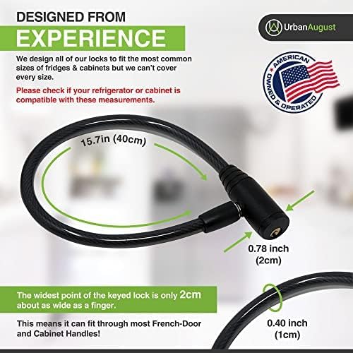 Urban August Child-Proof Refrigerator Lock for Kids & Adults - Lock for French Door Fridge and Cabinet (Regular, White, 3 Pack Keyed Alike)