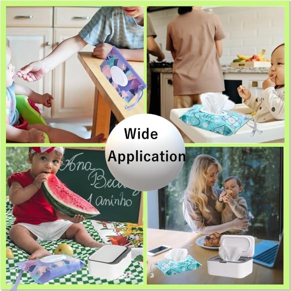 Wipes Dispenser with 2Pcs Portable Travel Refillable Wipe Holder,Reusable Wipe Holder Box Flushable Wipes Case Bathroom Wipes Container for Pet Nursery Office Counter Baby Shower Gifts(White-Grey)