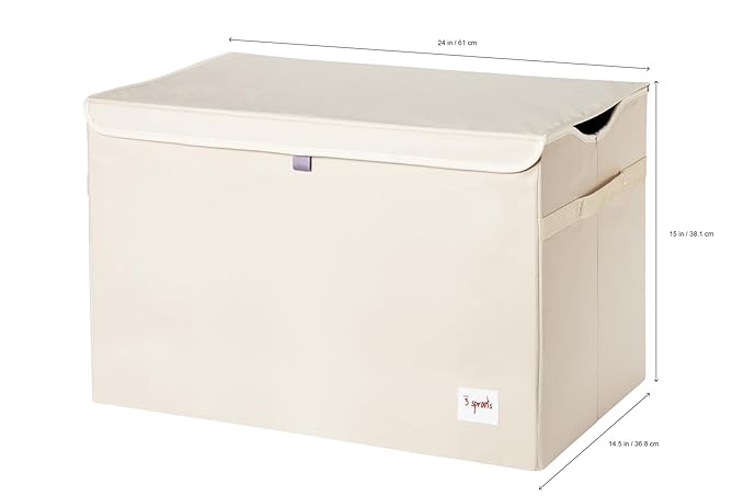 3 Sprouts Large Toy Chest for Kids with Lid and Handles - Collapsible Toy Storage Bin/Trunk/Box/Basket Organizer for Boys & Girls Playroom, Nursery, Yeti
