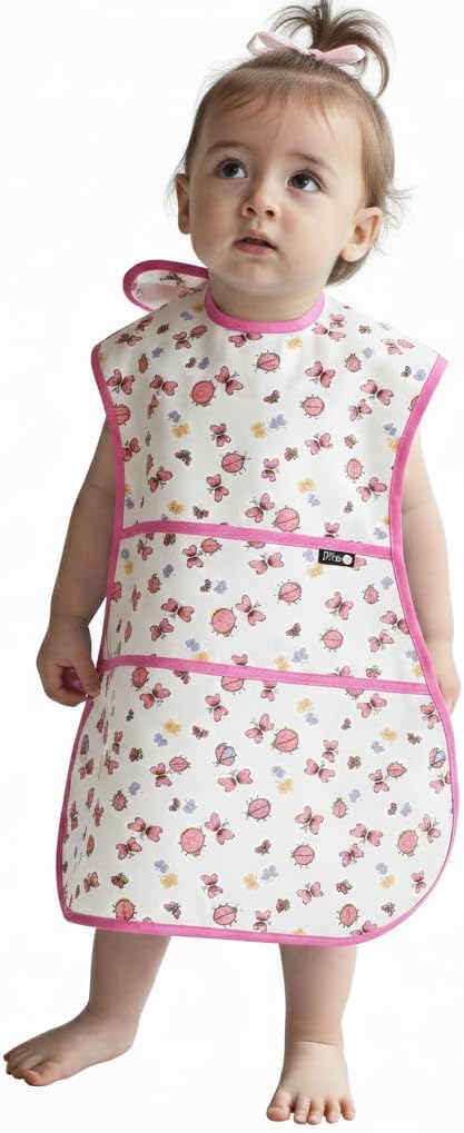 Plie Full Coverage Waterproof Feeding Bib for Toddlers – Extra Long Apron Bib for Mealtime, Self-Feeding, High Chairn