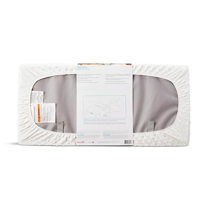 Munchkin Secure Grip Baby Diaper Changing Pad with Cover for Dresser, Waterproof and Wipeable, Contoured, Standard Size (14.75" x 31"), White