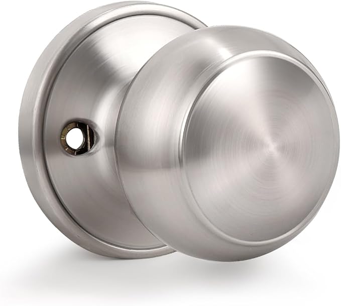 KNOBWELL Dummy Door Knob Interior- Satin Nickel, Keyless Closet Knob, Inactive French Door Knob，Single Side