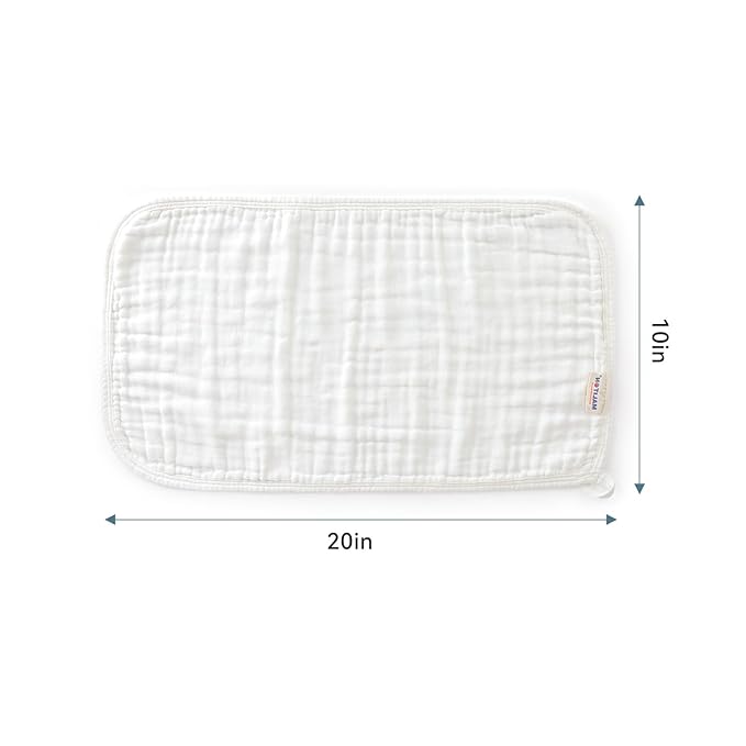 Maliton Muslin Burp Cloths for Baby 6 Pack Large 20''x10'' 100% Cotton Burp Cloths Absorbent and Soft 6 Layers Muslin Baby Stuff for Newborn Unisex(White, Pack of 6)