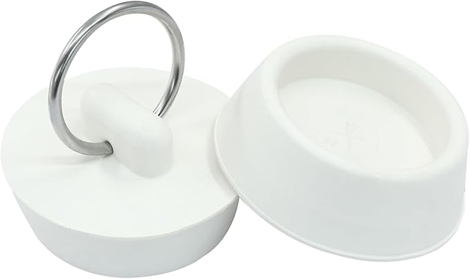 2 Pack Universal Drain Stoppers, Rubber Bathroom Stopper 1-1/4 Inch Bathtub Plug, Hanging Ring Sink Stopper for Bathroom Kitchen Sink Tub