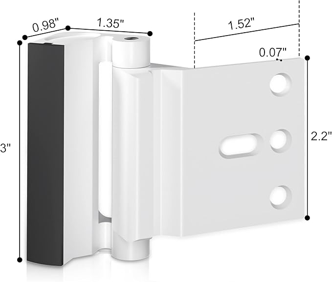 2 Pack AceMining Door Reinforcement Lock Withstands 800lbs of Force - White Extra Child Proof Door Lock with 8 Screws Prevents Unauthorized Entry,Add a Door Security Lock for Home Safety & Privacy