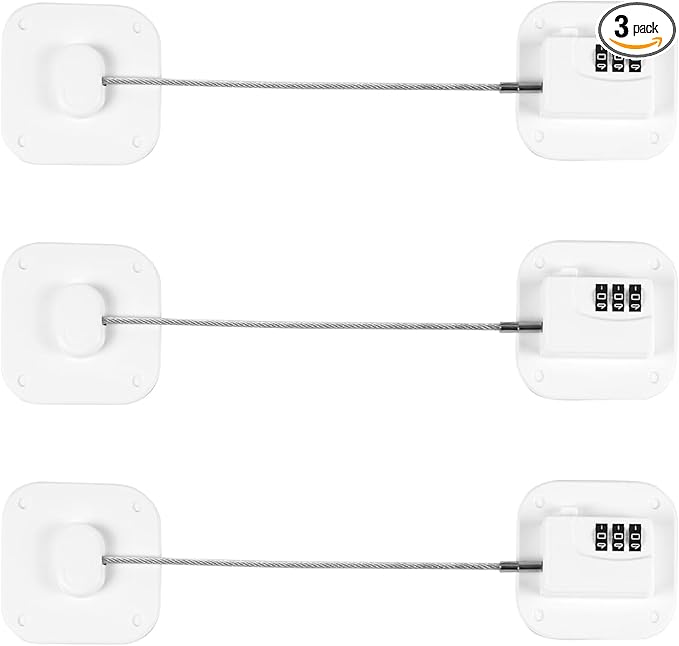 Fridge Lock Refrigerator Freezer Childproof Locks for Cabinets and Drawers Easy Install No Keys Needed Combo Lock Multifunctional Child Safety Cabinet Locks