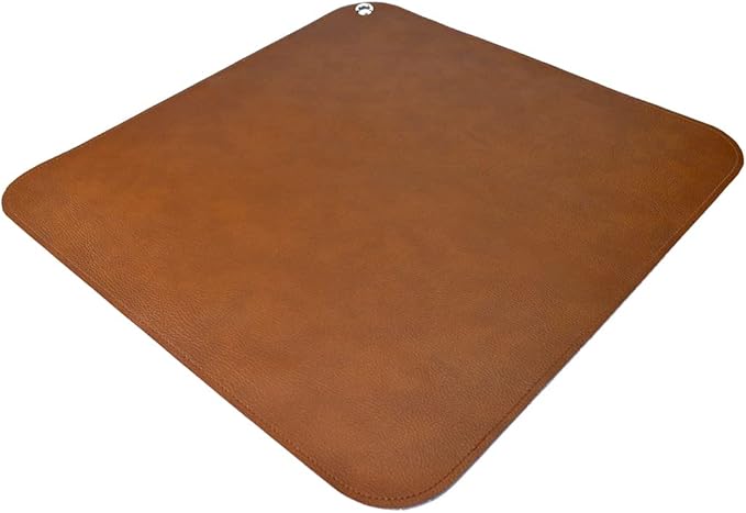 Linkidea Vegan Leather Splat Mat for Under High Chair Floor Protector for Kids - Reusable Infant High Chair Mat Food Splash Spill Mats, Waterproof Portable Picnic Blanket Outdoor Mat (Brown)